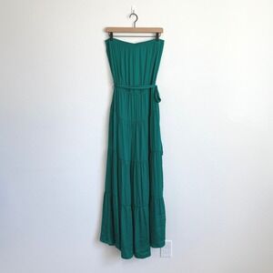 Naked Zebra Emerald Green Strapless Tiered Maxi Dress Size M NWT Wedding Guest